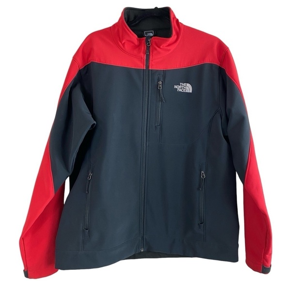 The North Face Men's Red Gray Softshell Water Resistant Jacket Coat Sz L - Picture 1 of 14